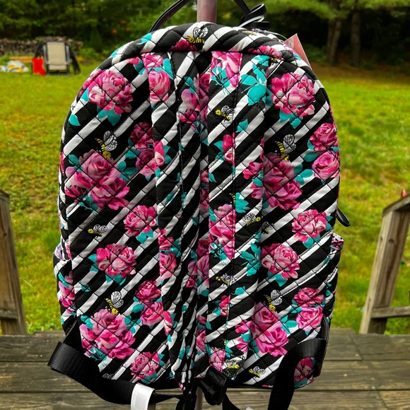 Betsey Johnson Quilted Roses Bees Backpack - Picture 4 of 11